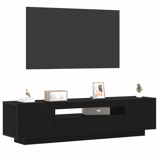 TV skap Svart 160 x 35 x 40 cm Konstruert tre TV skap Svart 160 x 35 x 40 cm Konstruert tre