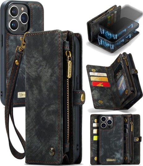 CaseMe Vintage 2-i-1 (iPhone 15 Pro Max) Svart