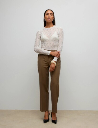 Vero Moda Awtessy Ls O Neck Lace Top Noos White M