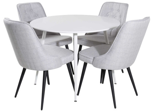 Venture Design Plaza & Velvet spisegruppe Hvit/grå 4 st stoler & bord 100 cm