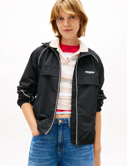 Tommy Jeans Tjw Piping Nylon Track Jacket   Black   M