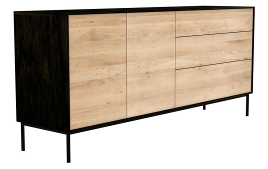 Ethnicraft Blackbird sidebord Sort eik 2 d?rer 3 skuffer
