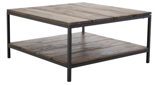Padang sofabord med hylle 80x80 cm teak dekor.