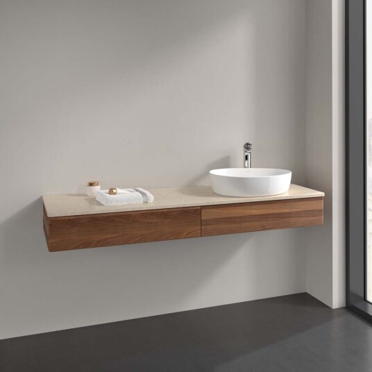 Villeroy & Boch Antao Servantskap med 2 skuffer 160x50x19 cm u/lys Valnøtt/Crème Villeroy & Boch Antao Servantskap med 2 skuffer 160x50x19 cm u/lys Valnøtt/Crème