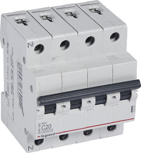 Legrand 3 stk RX³ MCB automatsikring C20 3P+N 4M 4,5kA