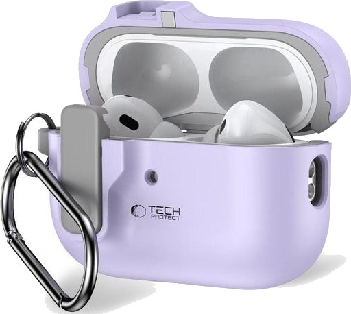 Tech Protect Slim Hook Case with Carabiner for Apple AirPods Pro 1/2 Purple