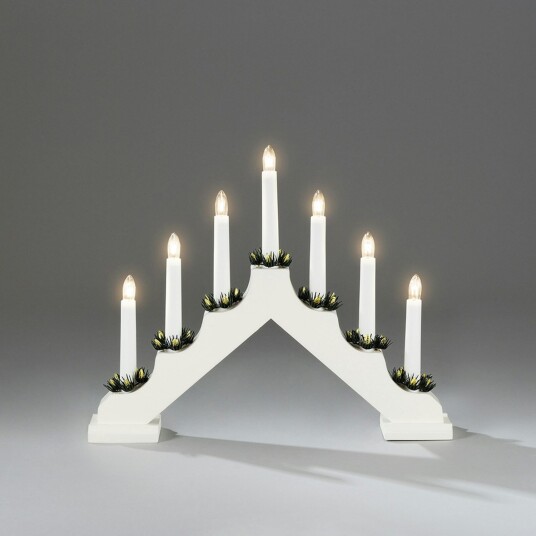 Adventstake Gnosjö Konstsmide 7L med Mansjetter H30 Hvit, LED