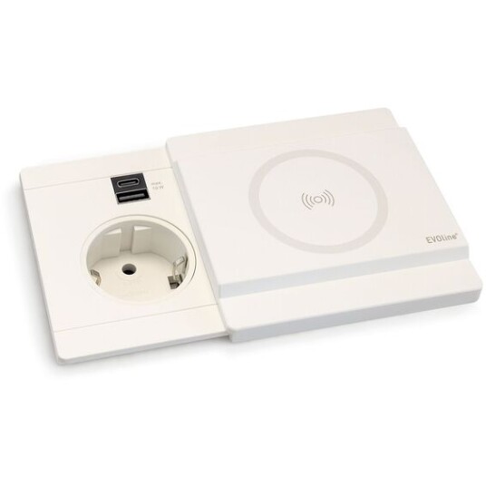Evoline Circle80 Slide Qi 1x Stikk USB-A C Hvit Evoline Circle80 Slide Qi 1x Stikk USB-A C Hvit