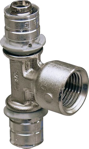 Uponor S-Press Redusert T-stykke 40 mm med Hylse for Pressdeler