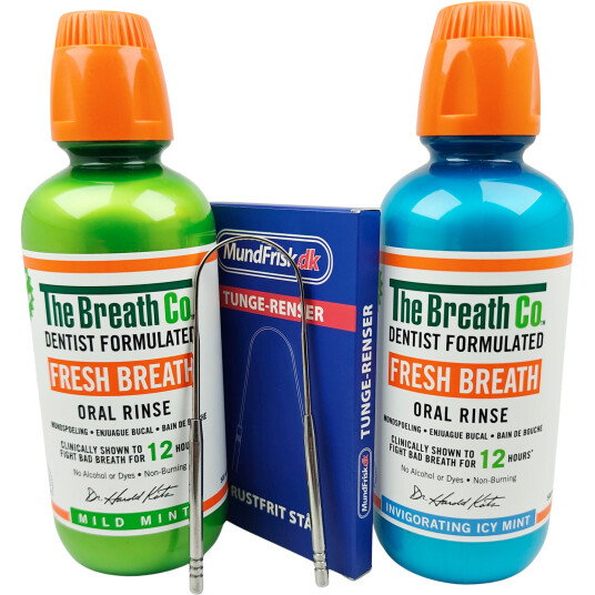 1 liter Munnvann mot dårlig ånde THE BREATH Co. + tungeskrape