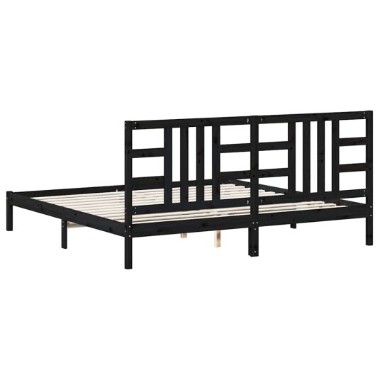vidaXL Sengeramme svart heltre200x200 cm
