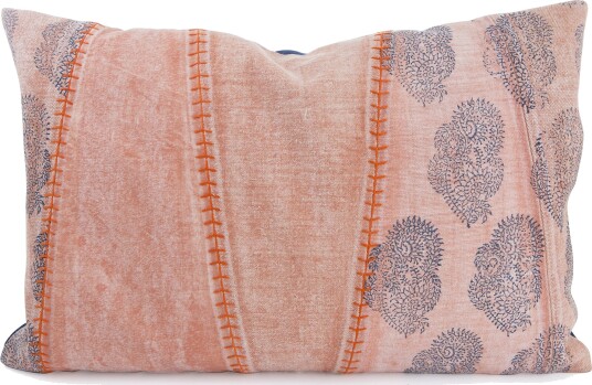 Enjoy Design Putetrekk i tykk bomull m/trykk og stikninger orange/blå 40x60