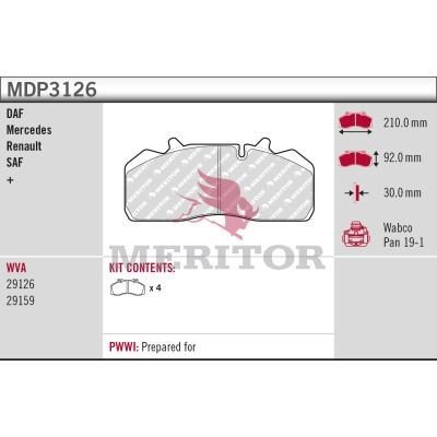 Bremseklosser MERITOR MDP3126