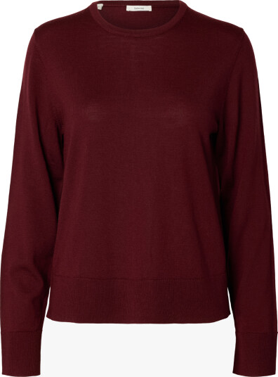 Selected Femme Thea Long Sleeve Knit Merino O-Neck Burgunder XL