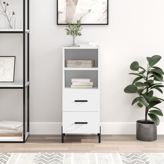 vidaXL Skjenk hvit 34,5x34x90 cm konstruert tre vidaXL Skjenk hvit 34,5x34x90 cm konstruert tre