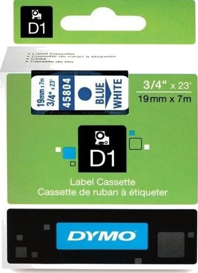 Dymo Tasma D1 Dymo D0 Skriveribånd Blå Tekst På Hvit 19 Mm X 7 M