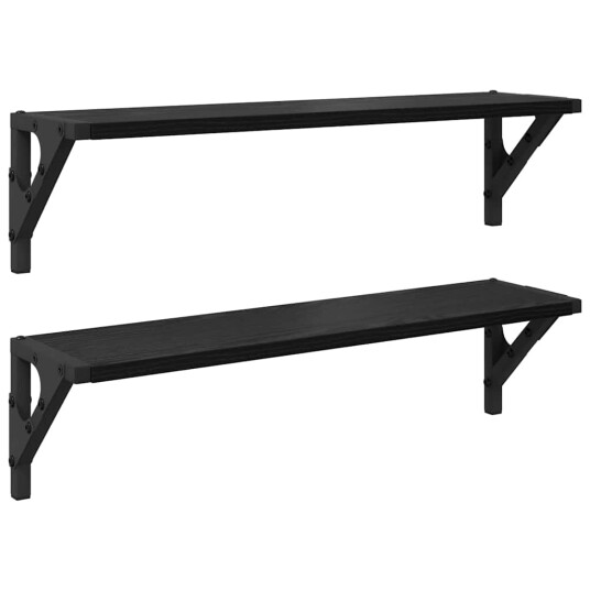 Vegghyller 2 pcs Svart Eik 60 x 15 x 15,5 cm Konstruert tre Vegghyller 2 pcs Svart Eik 60 x 15 x 15,5 cm Konstruert tre