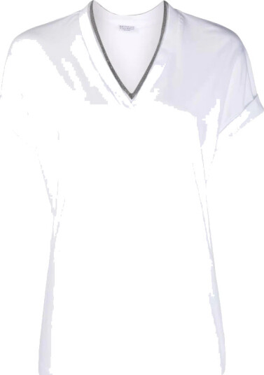 Brunello Cucinelli Dame Topper Hvit L,