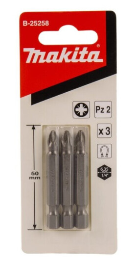 Makita - Spiss For Skrutrekker - 3 Deler - Pozidriv - Pz2 - Heksagonal - Lengde: 50 Mm - For Makita Dhp482rtj