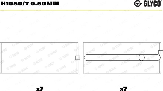 Veivaksellager GLYCO H1050/7 0.50mm