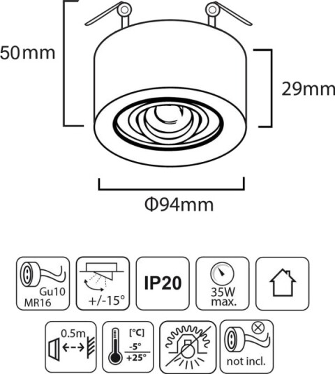 Takarmatur Innfelt Armatur Led Tubular Maclean Spot Spot For Mr16/Gu10 Lyskilder Farge Svart 94X32mm Rund Aluminium Mce462 B Takarmatur Innfelt Armatur Led Tubular Maclean Spot Spot For Mr16/Gu10 Lyskilder Farge Svart 94X32mm Rund Aluminium Mce462 B