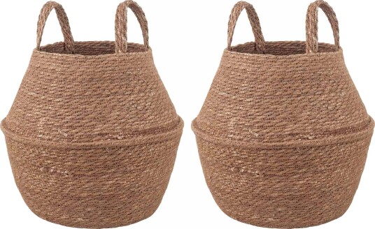 vidaXL Blomsterkrukke med håndtak 2 pcs Naturlig Ø 22 x 20 cm