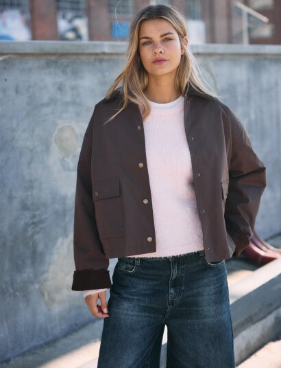 NOISY MAY Nmnora Corduroy Collar Jacket Noos   Brown   M