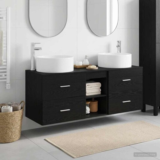 vidaXL Baderomsinnredningssett 3 stk. Svart 49,5 x 44,5 x 65,5 cm vidaXL Baderomsinnredningssett 3 stk. Svart 49,5 x 44,5 x 65,5 cm