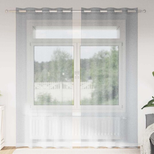  Gardiner med gardiner 2 pcs Mørke grå Polyester