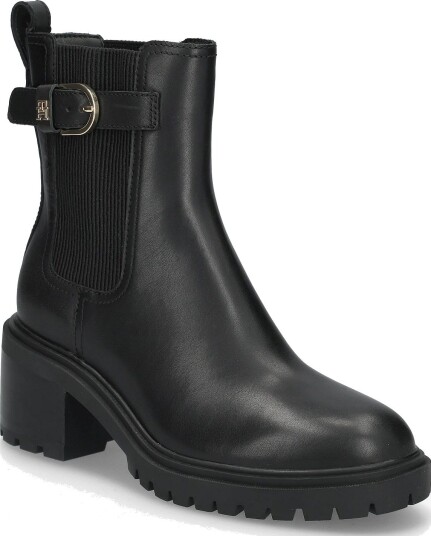 Tommy Hilfiger Block Heel Buckled Chelsea Boot - BLACK - 36