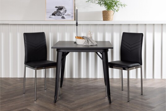 Venture Home Tempe Matgruppe 80 cm Rektangulær med 2 Lily stoler Sort