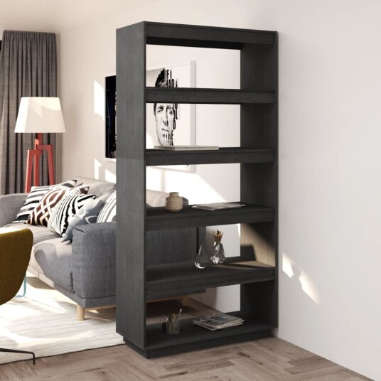vidaXL Bokhylle/romdeler gr? 80x35x167 cm heltre furu