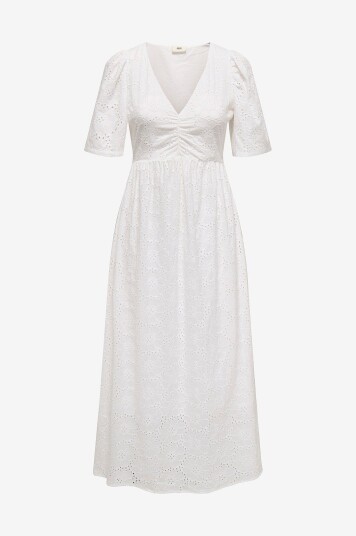 JDY - Kjole jdyHeaven 2/4 V-neck Anglaise Dress - Hvit