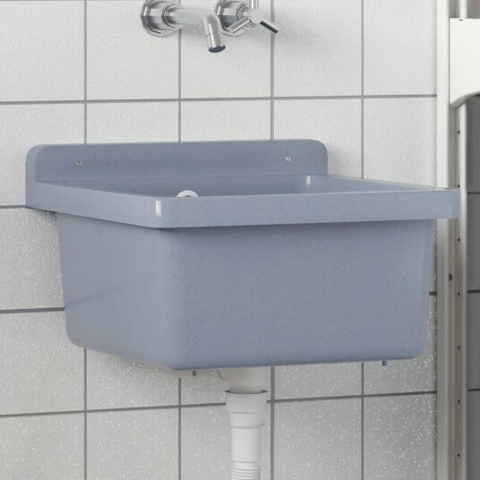 Veggmontert servant grå 40x40x24 cm harpiks Veggmontert servant grå 40x40x24 cm harpiks