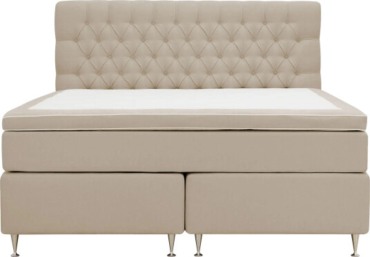Hilton Lyx Komplett Sengpakke 180x200 cm Kontinentalseng med knappet sengegavl Beige