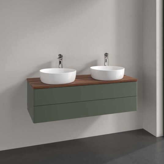 Villeroy & Boch Antao Servantskap med 2 skuffer 120x50x36 cm m/lys Grønn Matt/Valnøtt Villeroy & Boch Antao Servantskap med 2 skuffer 120x50x36 cm m/lys Grønn Matt/Valnøtt