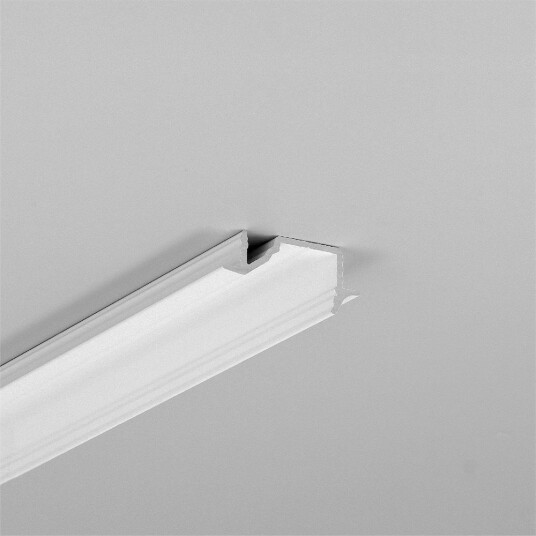 Topmet 2m aluminiumsprofil DIAGONAL10 C   Hvit lakkert innbygget LED skinne