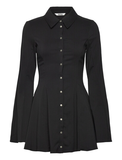 Monki Flouncy Mini Shirt Dress Black 34 Monki Flouncy Mini Shirt Dress Black 34