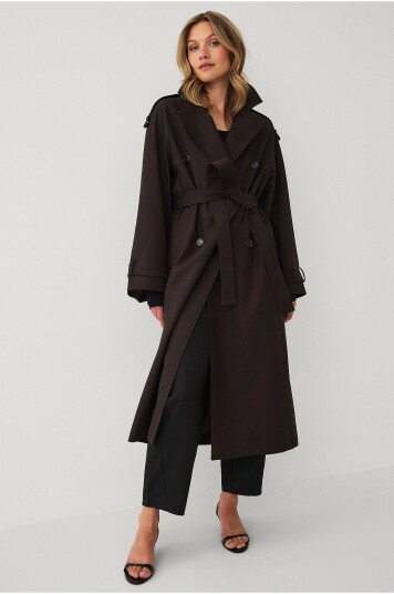 Ellos Collection Trenchcoat med knytbart belte Brun