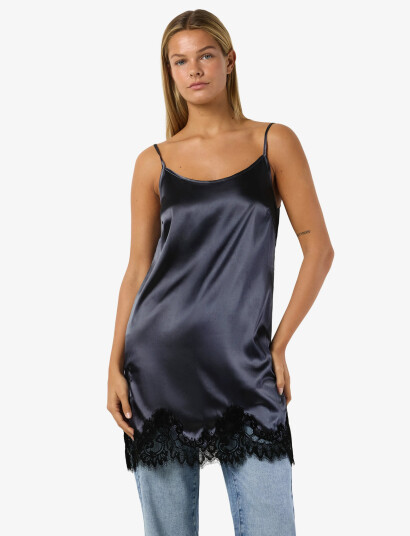 NOISY MAY Nmceleste S/L Satin Lace Short Dress Blue XS NOISY MAY Nmceleste S/L Satin Lace Short Dress Blue XS
