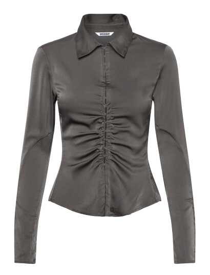 Weekday Long-Sleeved Fitted Satin Shirt - Green - 36