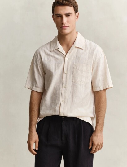 GANT Rel Texture Check Shirt Cream M