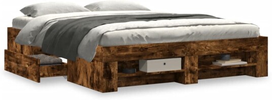 Sengeramme røkt eik 160x200 cm konstruert tre 8721102854651