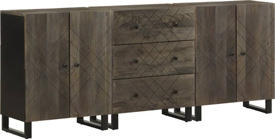  Skjenker 3 deler svart 60x33x75 cm heltre mango 8721158407788