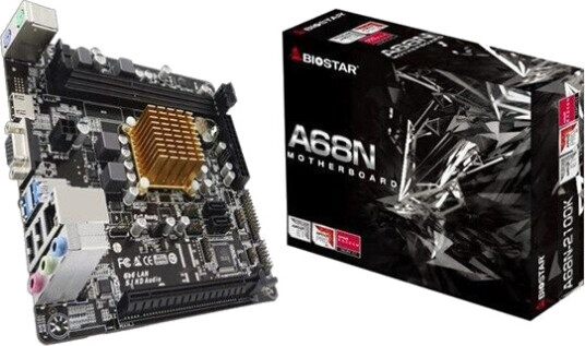 Biostar A68N-2100K Mini-ITX Hovedkort med AMD E1-6010 og DDR3 RAM Biostar A68N-2100K Mini-ITX Hovedkort med AMD E1-6010 og DDR3 RAM