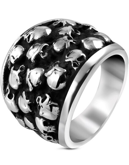 Grave of Skulls Ring i Kirurgisk Stål Strl 57 x 18,20 mm