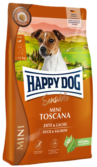Happy Dog Sensible Mini Toscana Tørrfôr med And og Laks 10 kg Happy Dog Sensible Mini Toscana Tørrfôr med And og Laks 10 kg