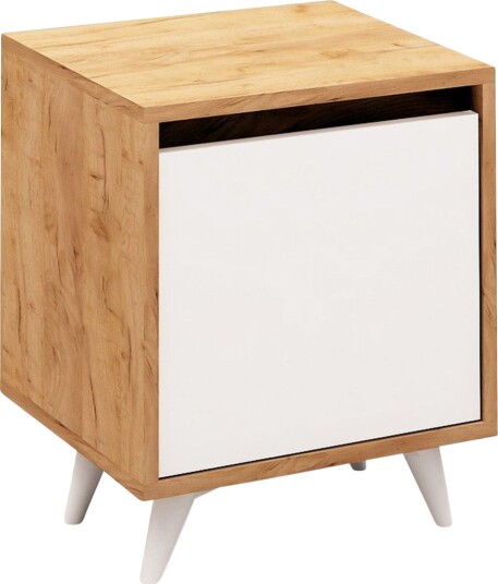 Mod Design Nattbord 45 cm med Oppbevaring Hvitt Skap - Tre/Hvit