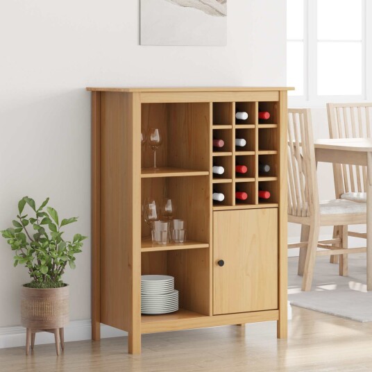 vidaXL Vinskap HILL Honning brun 79.5 x 40 x 107.5 cm Massiv furu