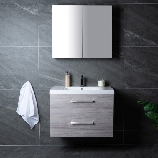 LIND LUXURY 60 GRÅ BADEROMSMØBEL M/ENKEL SERVANT & SPEILSKAP